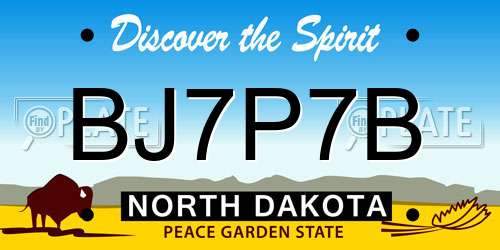 BJ7P7B North Dakota License Plate