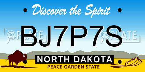 BJ7P7S North Dakota License Plate