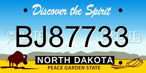 BJ87733 North Dakota License Plate