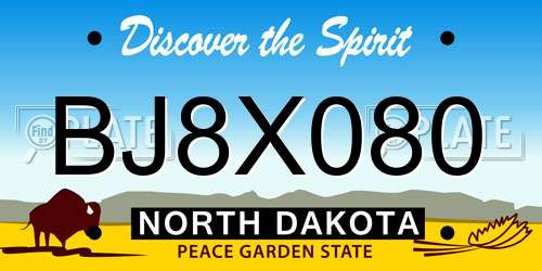 BJ8X080 North Dakota License Plate