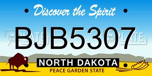 BJB5307 North Dakota License Plate