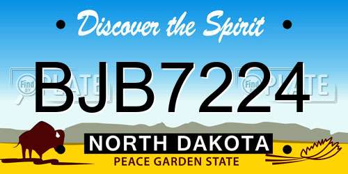 BJB7224 North Dakota License Plate