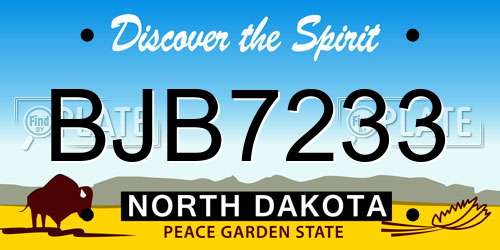 BJB7233 North Dakota License Plate