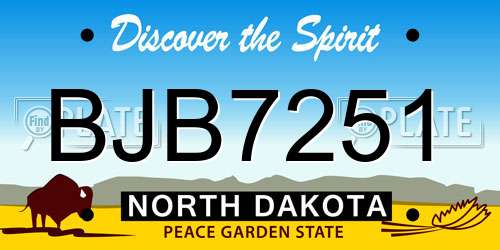 BJB7251 North Dakota License Plate
