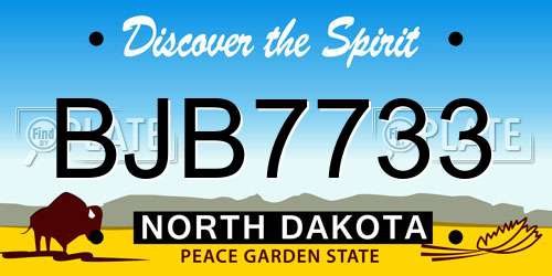 BJB7733 North Dakota License Plate