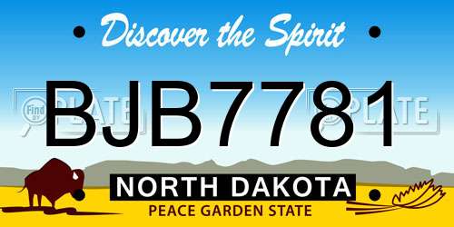 BJB7781 North Dakota License Plate
