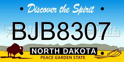 BJB8307 North Dakota License Plate
