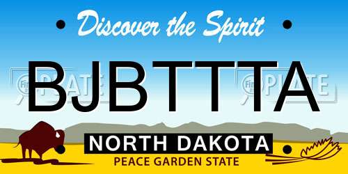 BJBTTTA North Dakota License Plate