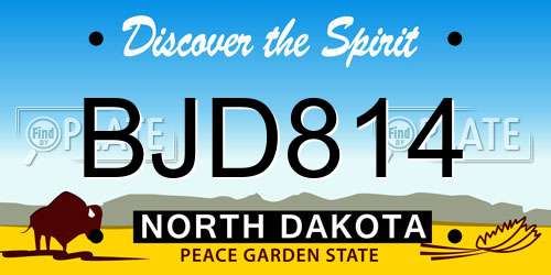BJD814 North Dakota License Plate