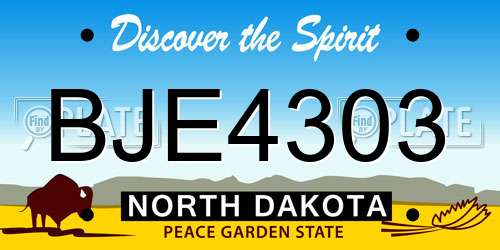 BJE4303 North Dakota License Plate