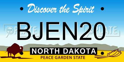 BJEN20 North Dakota License Plate