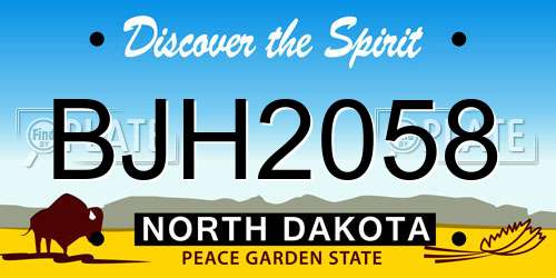 BJH2058 North Dakota License Plate