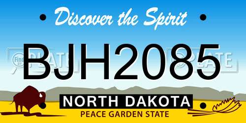BJH2085 North Dakota License Plate