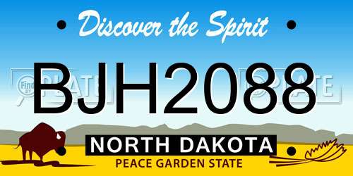 BJH2088 North Dakota License Plate