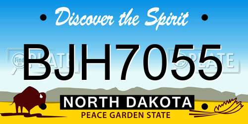 BJH7055 North Dakota License Plate