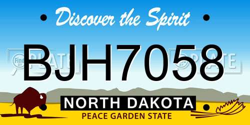 BJH7058 North Dakota License Plate