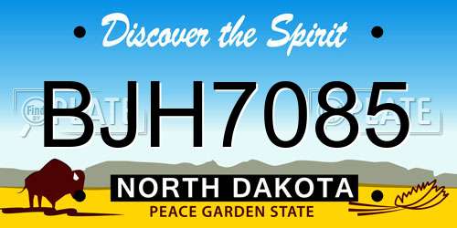 BJH7085 North Dakota License Plate