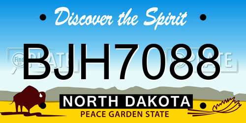 BJH7088 North Dakota License Plate