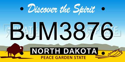 BJM3876 North Dakota License Plate