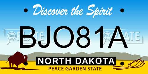BJO81A North Dakota License Plate