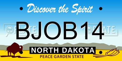 BJOB14 North Dakota License Plate