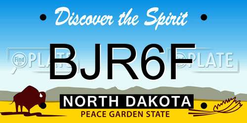 BJR6F North Dakota License Plate