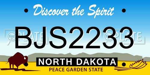 BJS2233 North Dakota License Plate