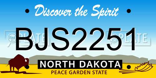 BJS2251 North Dakota License Plate
