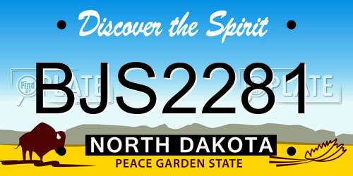 BJS2281 North Dakota License Plate