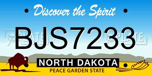 BJS7233 North Dakota License Plate