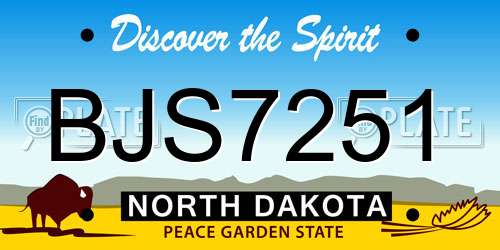BJS7251 North Dakota License Plate