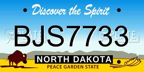 BJS7733 North Dakota License Plate