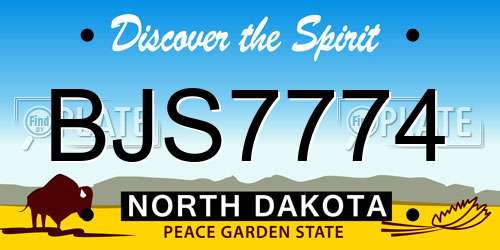 BJS7774 North Dakota License Plate