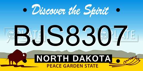 BJS8307 North Dakota License Plate