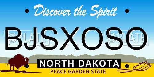 BJSXOSO North Dakota License Plate