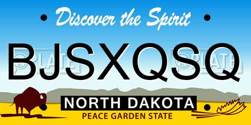 BJSXQSQ North Dakota License Plate