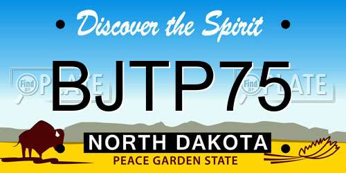 BJTP75 North Dakota License Plate