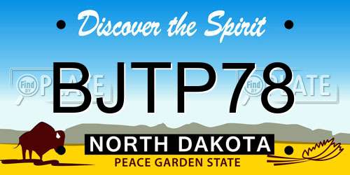 BJTP78 North Dakota License Plate