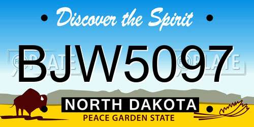 BJW5097 North Dakota License Plate