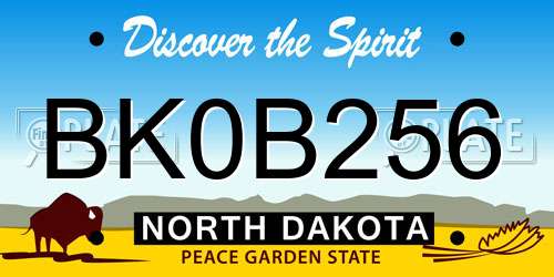 BK0B256 North Dakota License Plate