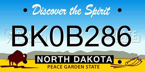 BK0B286 North Dakota License Plate