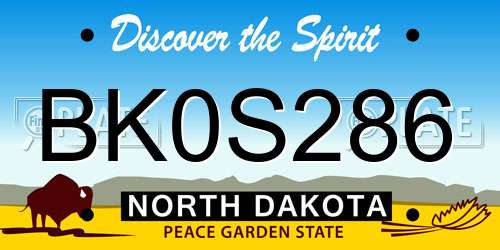 BK0S286 North Dakota License Plate