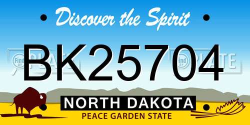 BK25704 North Dakota License Plate