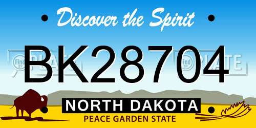 BK28704 North Dakota License Plate