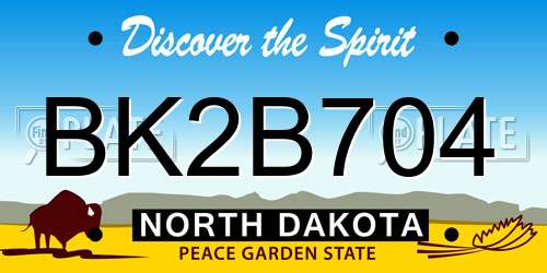 BK2B704 North Dakota License Plate