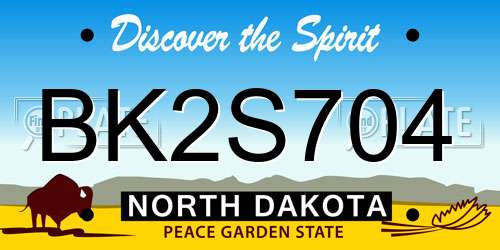 BK2S704 North Dakota License Plate