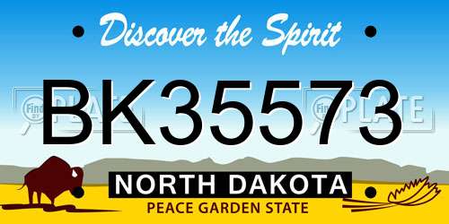 BK35573 North Dakota License Plate