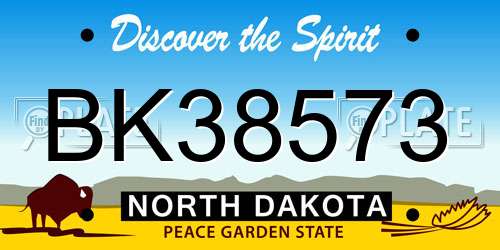 BK38573 North Dakota License Plate