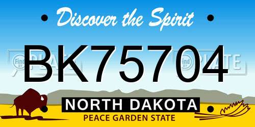 BK75704 North Dakota License Plate