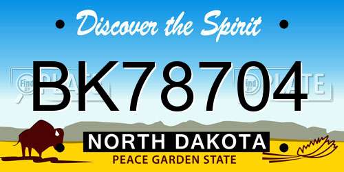 BK78704 North Dakota License Plate